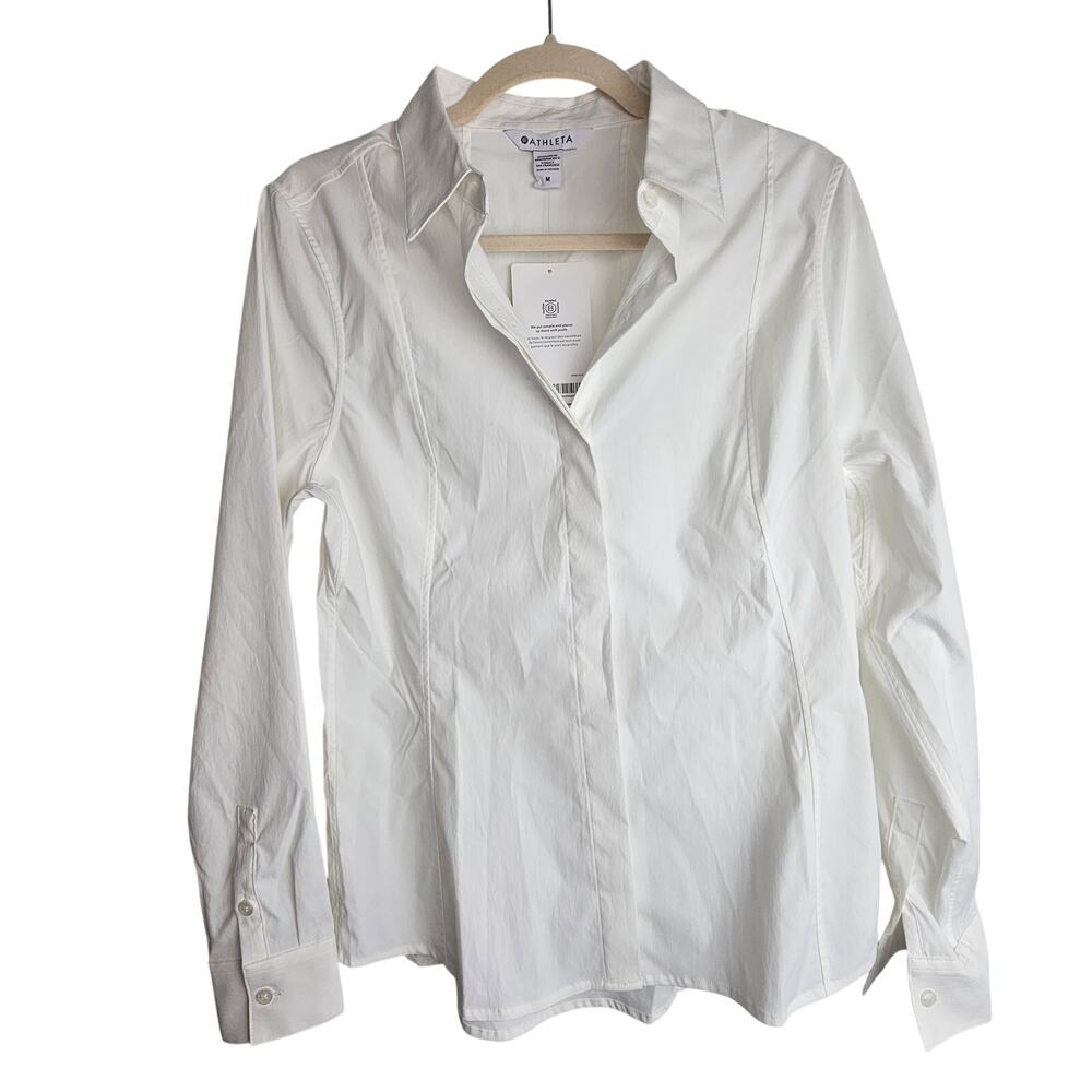 Athleta Womens Uptown Shirt Size M Career Corp Minimalist Office Siren Work